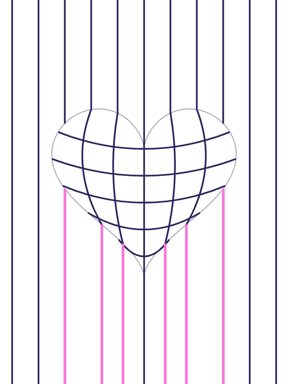 Passo 8 del disegno del cuore 3D